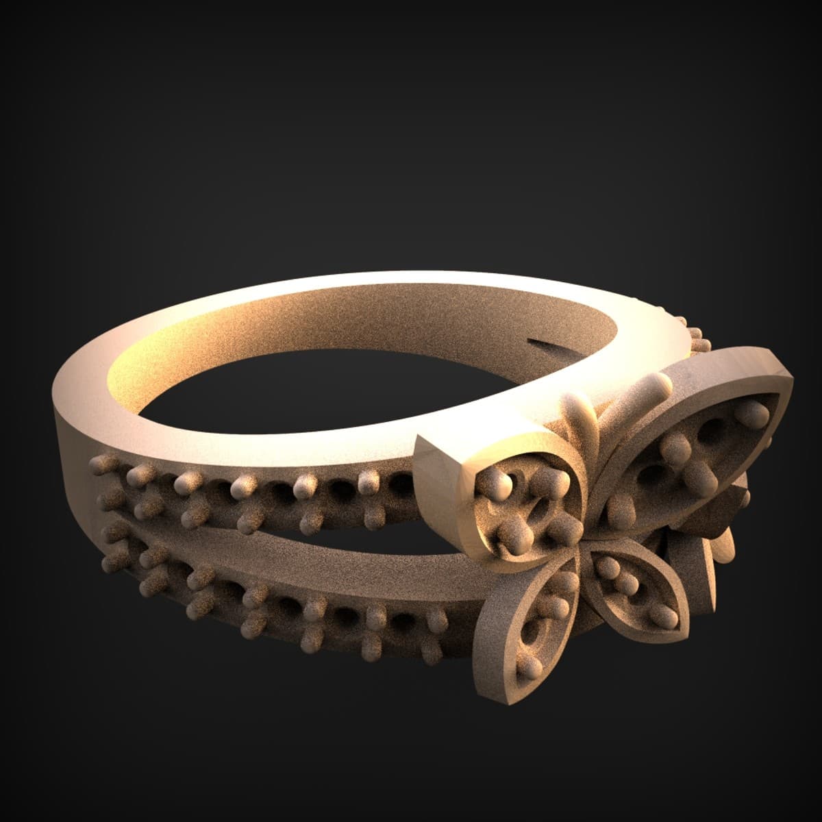 Beaded Blossom Split-Band Ring