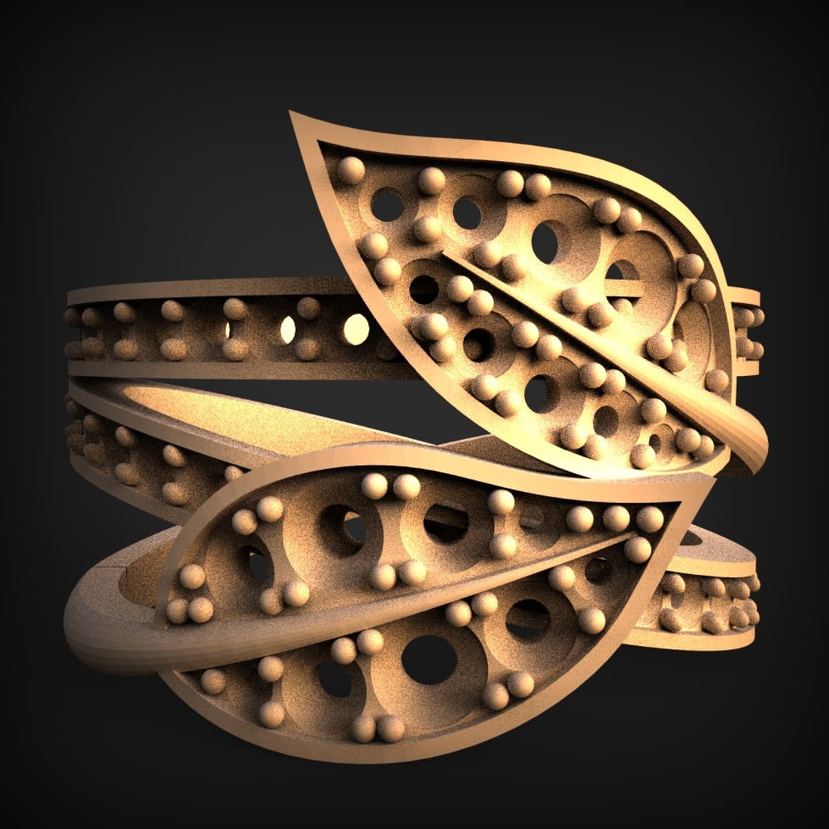 Beaded Openwork Leaf Cuff Band