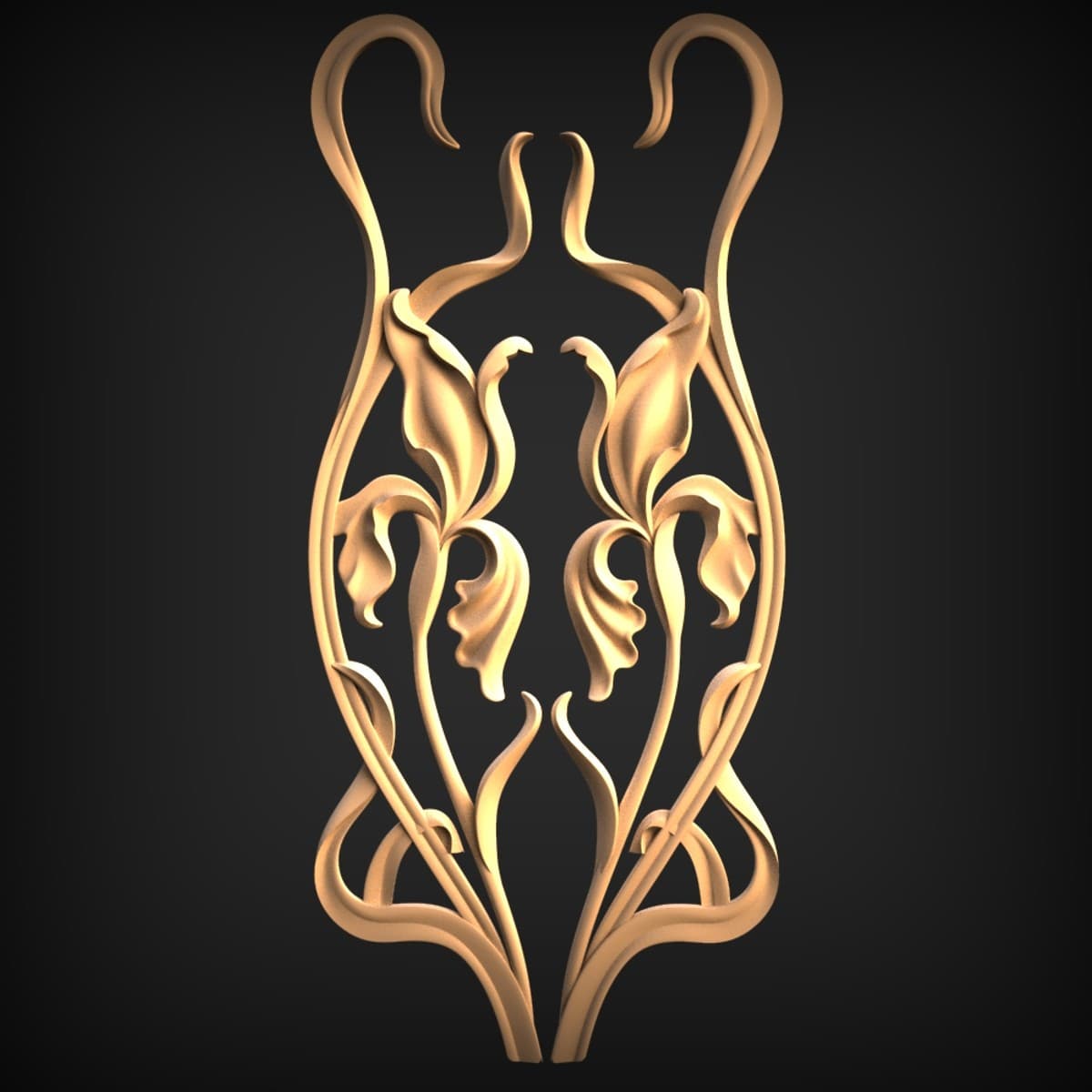 Art Nouveau Iris Openwork Panel
