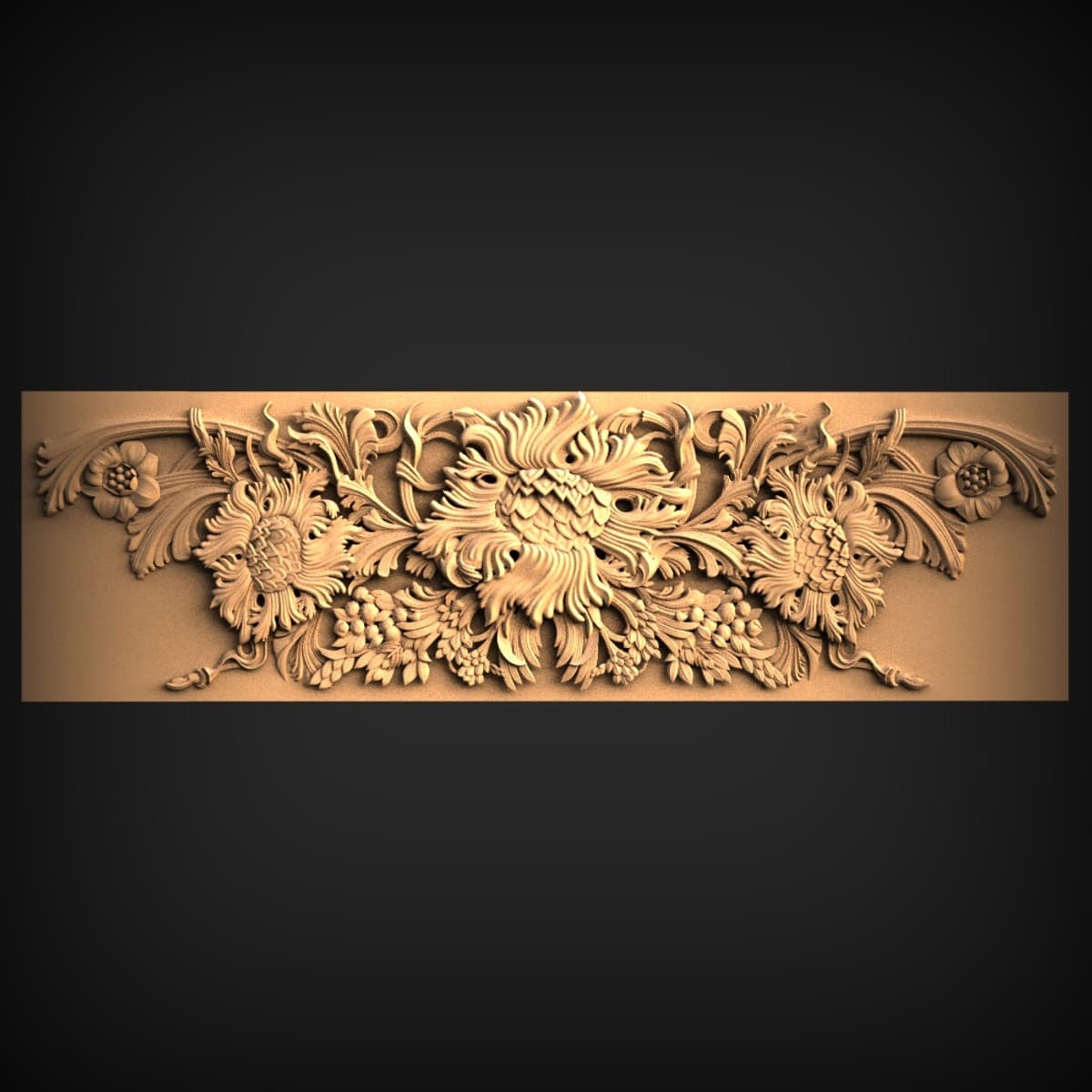 Blooming Chrysanthemum Frieze Panel