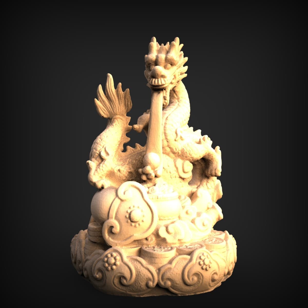 Feng Shui Wealth Dragon Sculpture