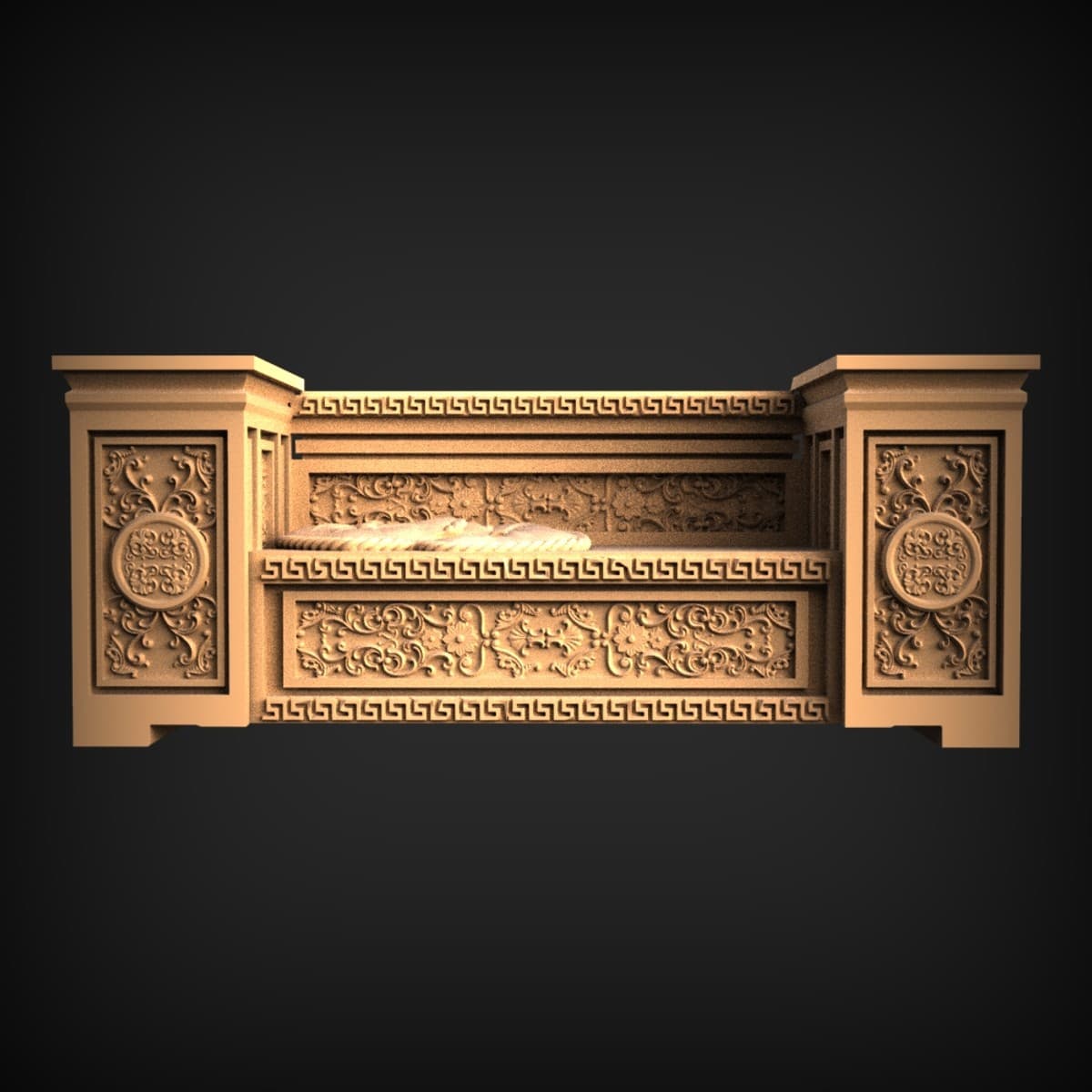 Greek Key Floral Bed Panel
