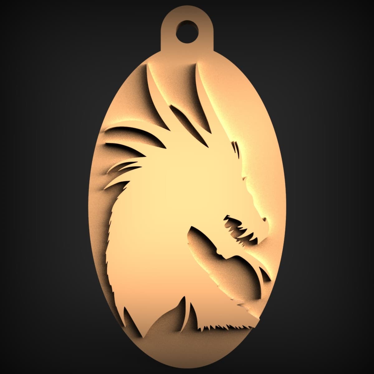 Dragon Head Oval Pendant