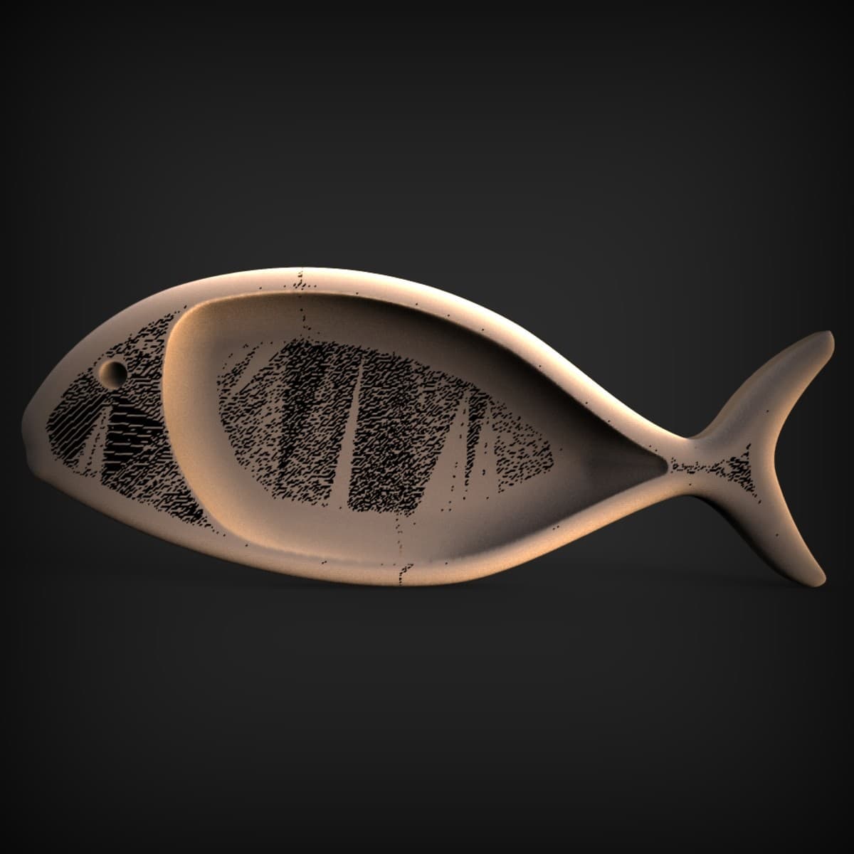 Stippled Fish Serving Dish