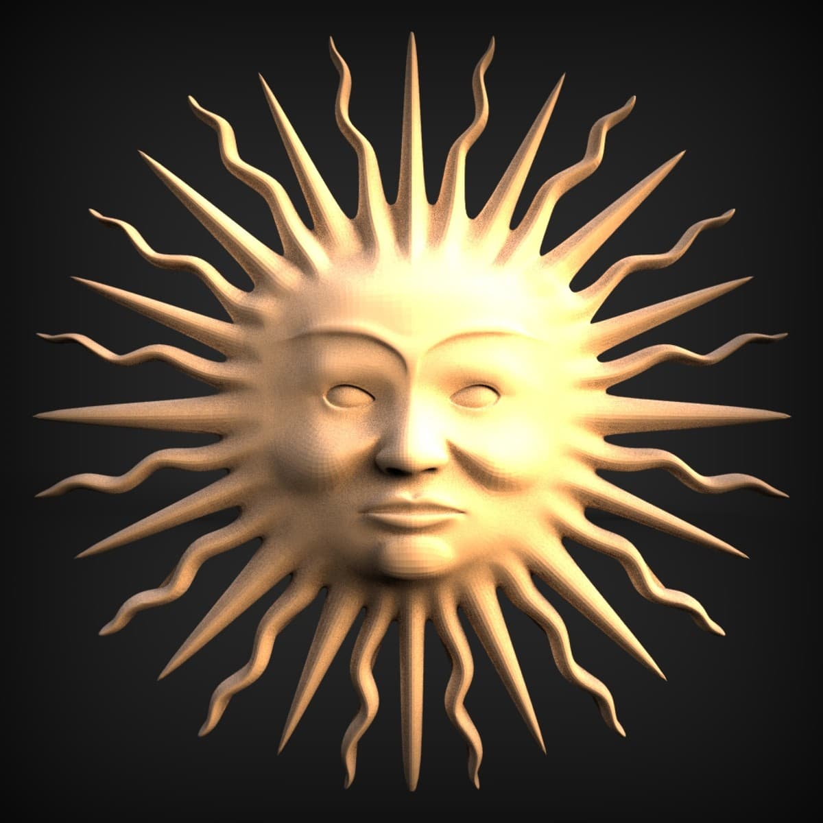 Radiant Sun Face Wall Relief