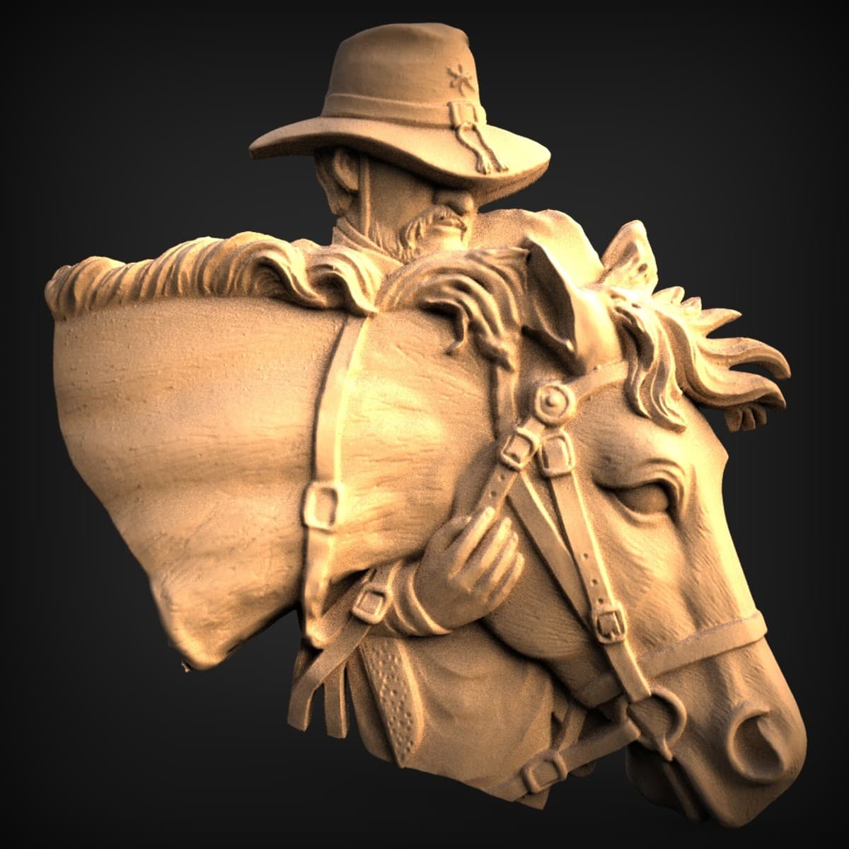 Cowboy And Horse Relief Panel
