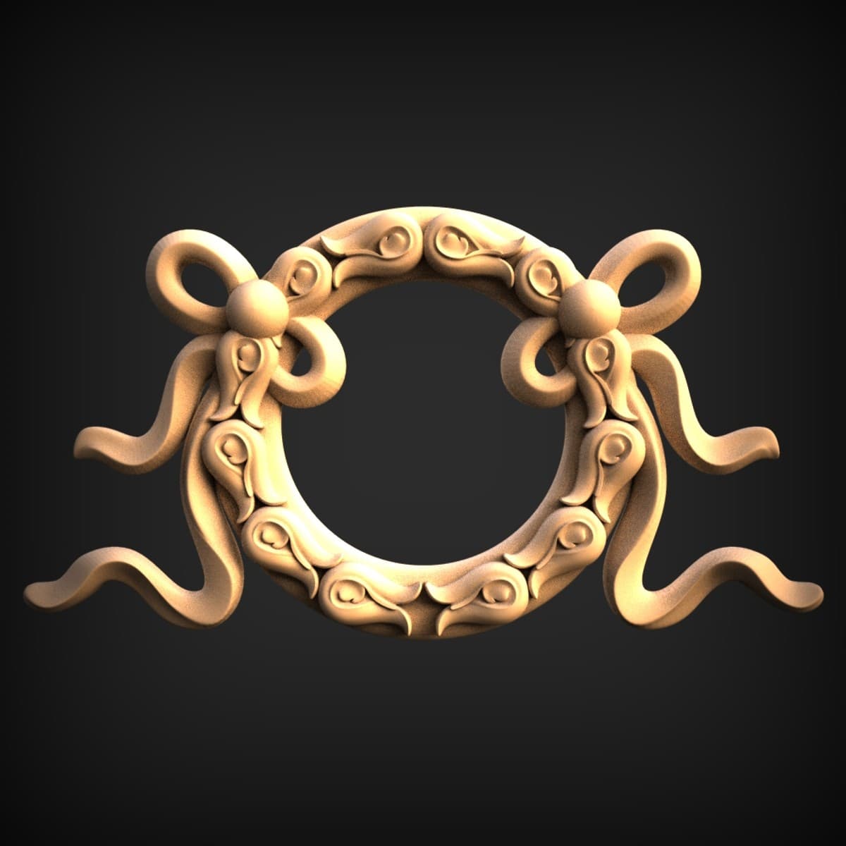Ribbon-Bow Oval Wreath Onlay