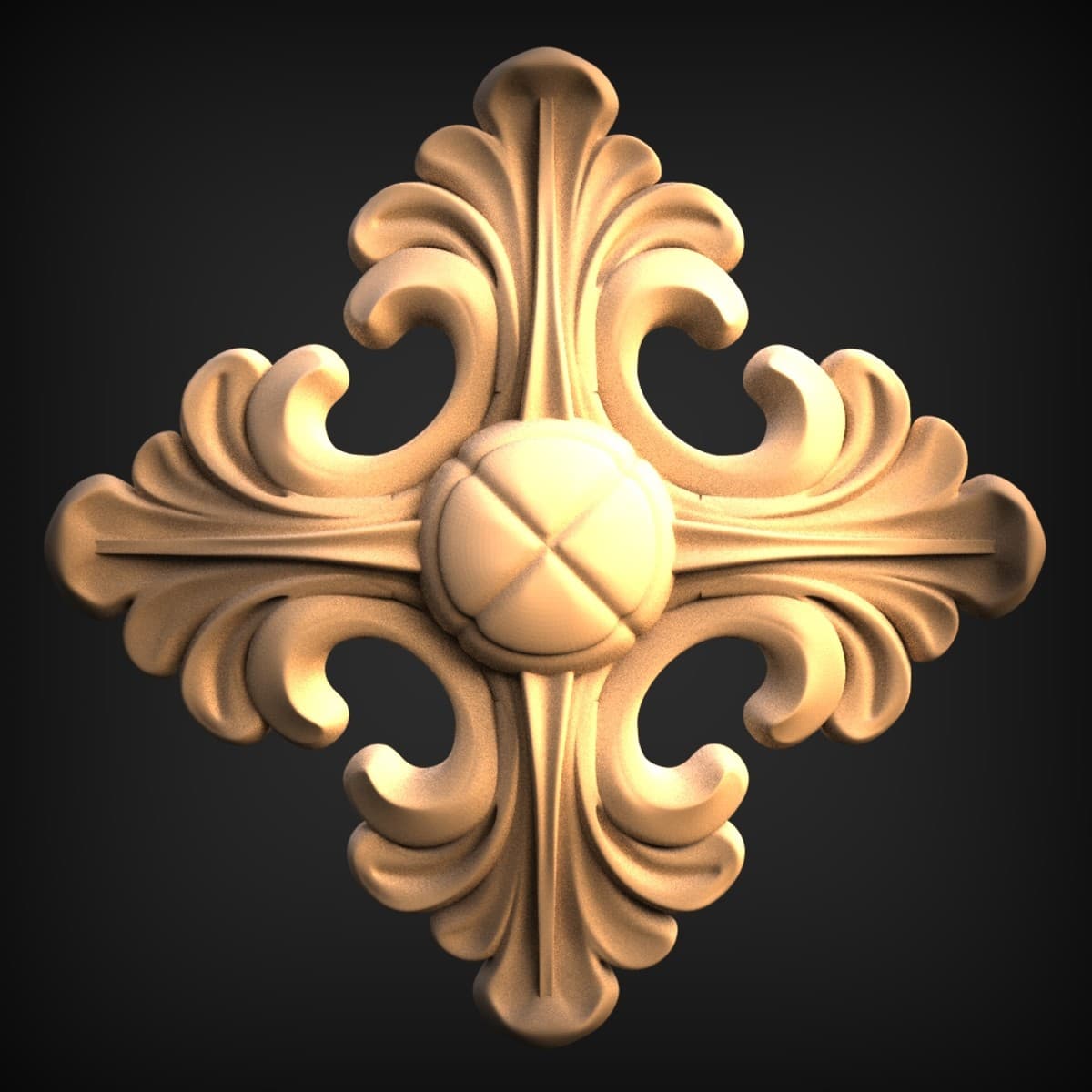 Four-Arm Acanthus Cross Rosette