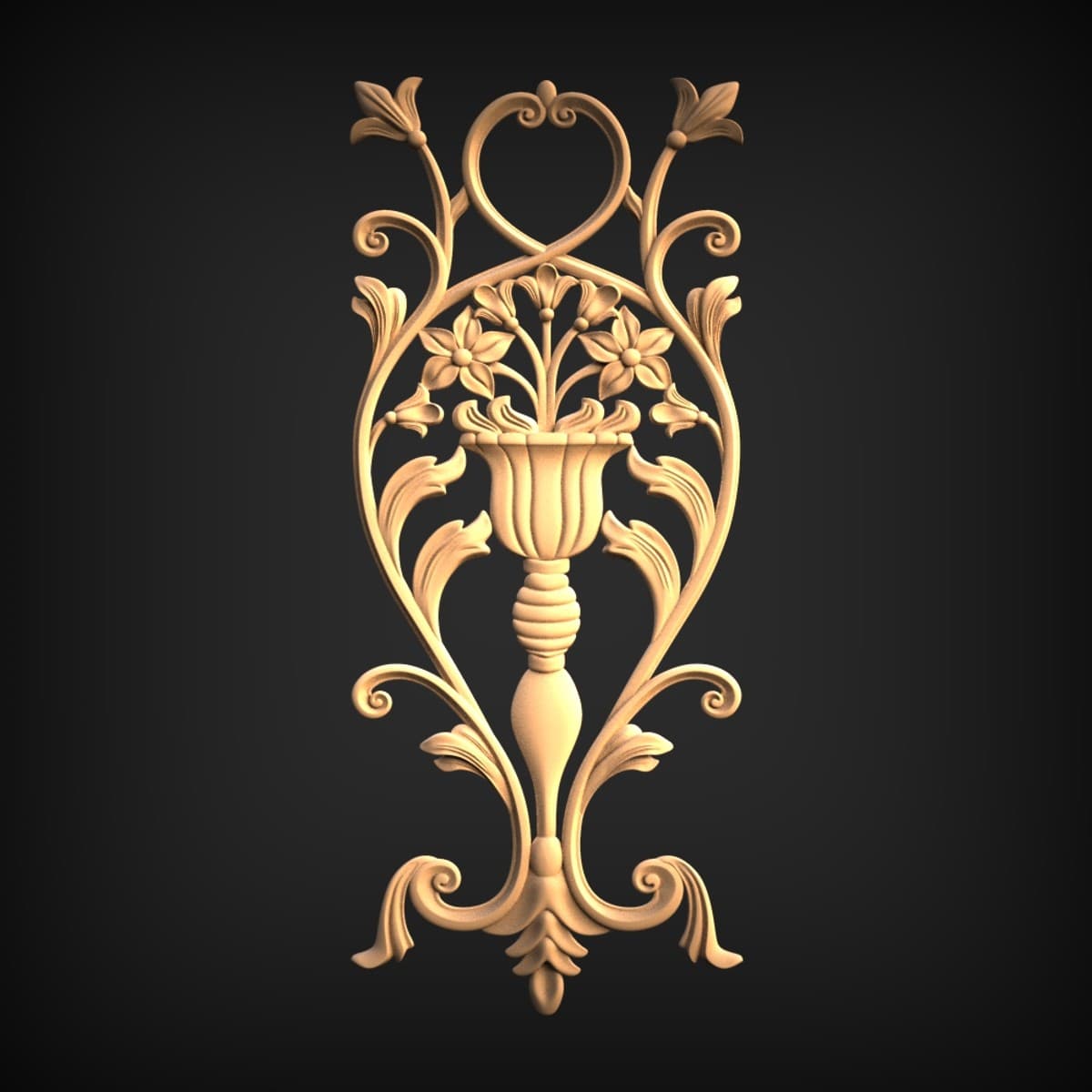 Flowering Urn Scrollwork Onlay