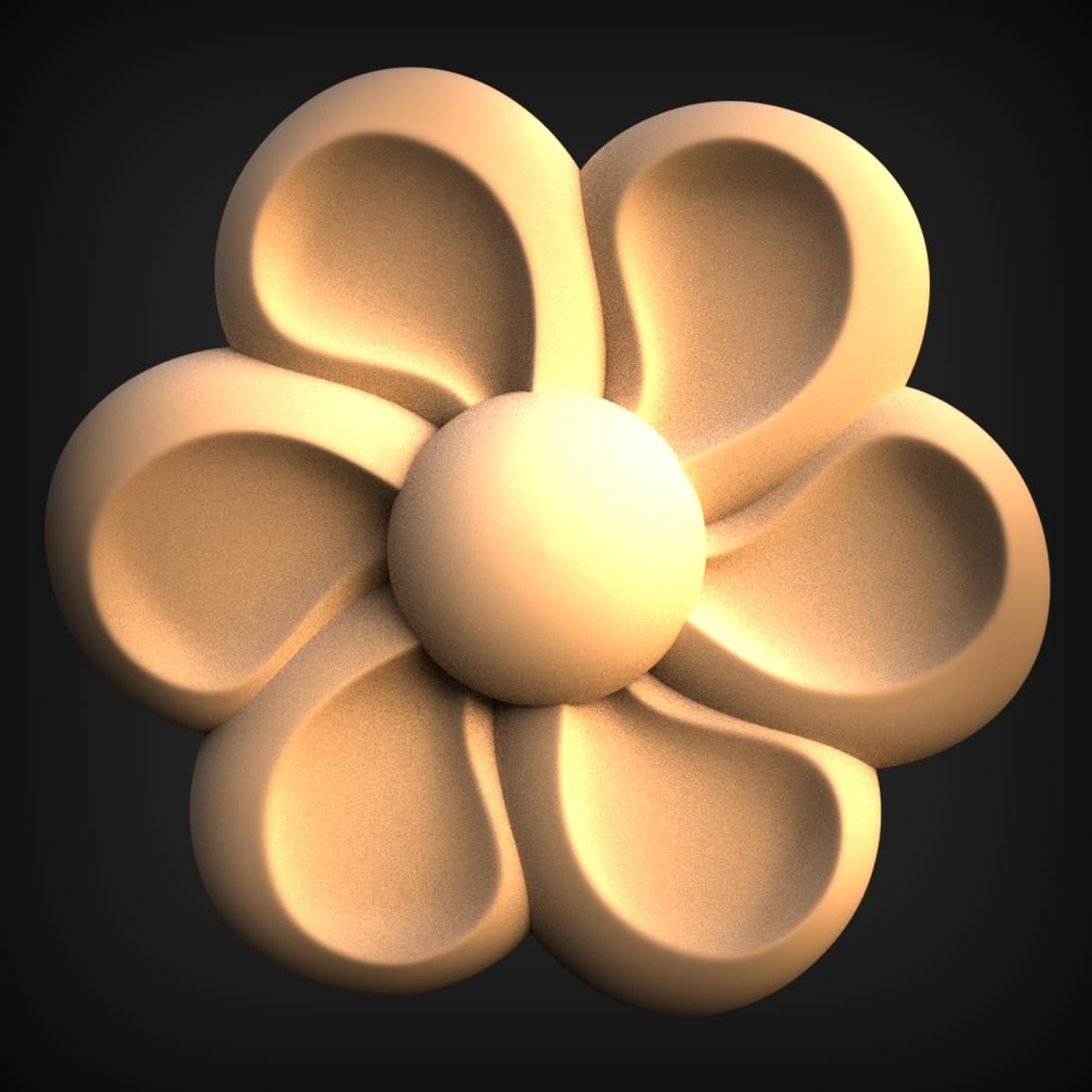 Six-Petal Scalloped Rosette Onlay
