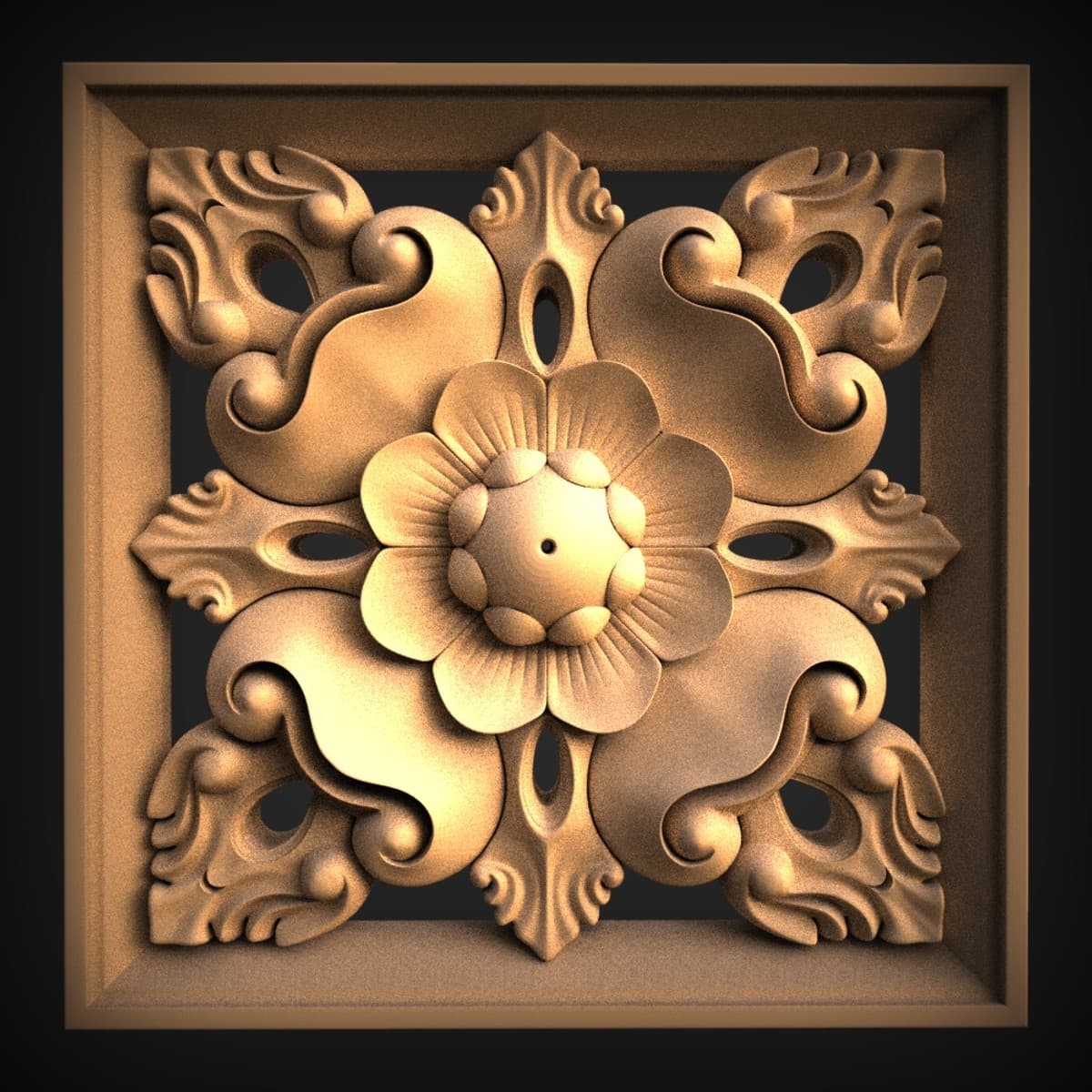 Floral Rosette Acanthus Corner Panel
