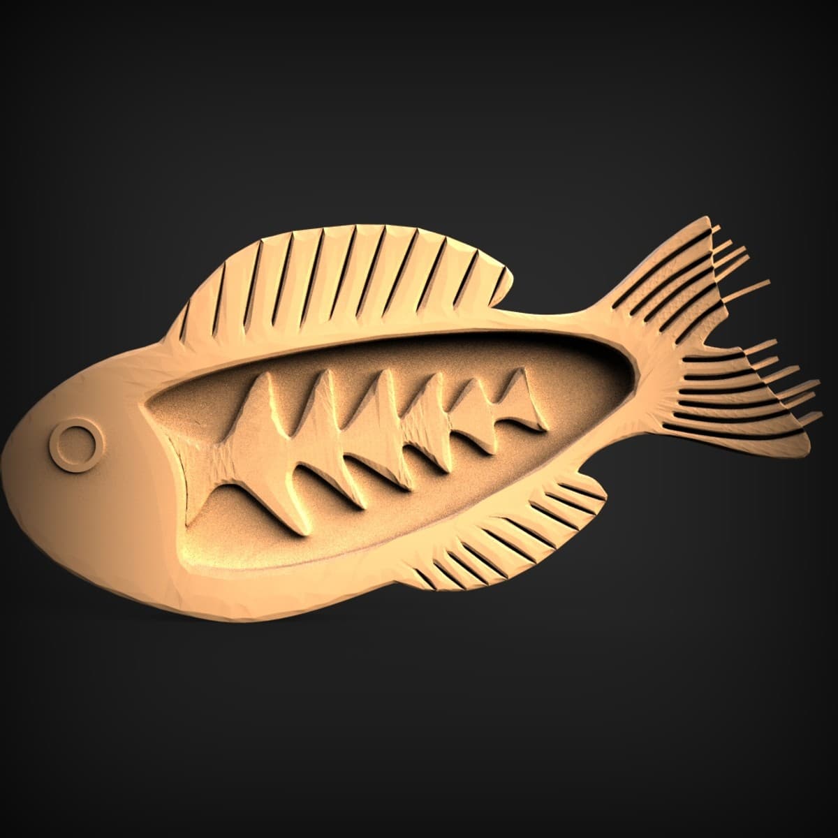 Bony Fish Carved Wall Plaque