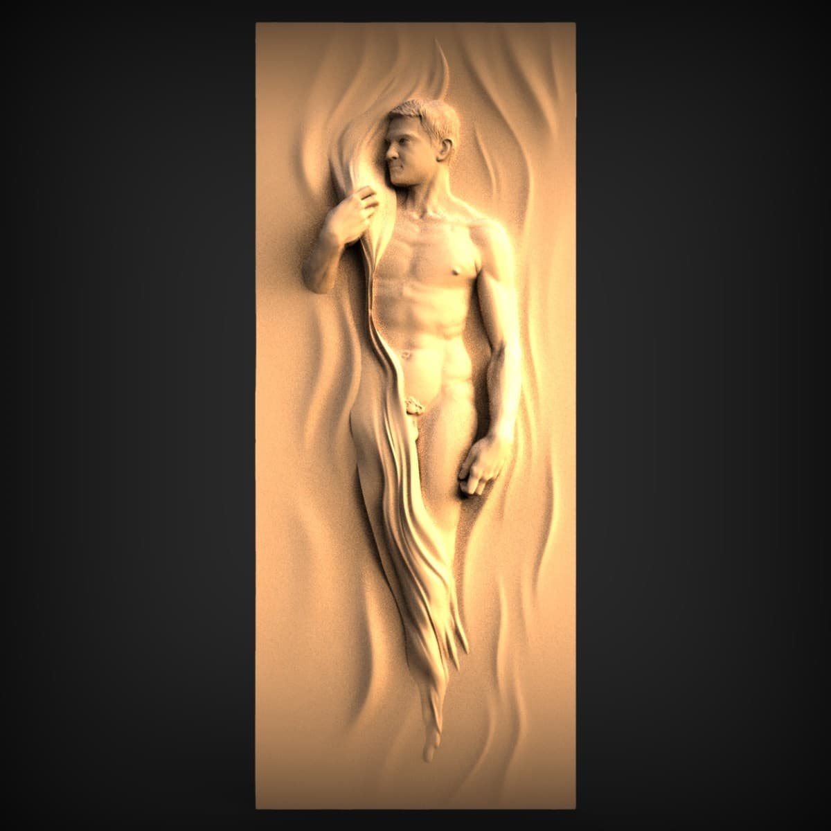 Draped Male Figure Relief Panel