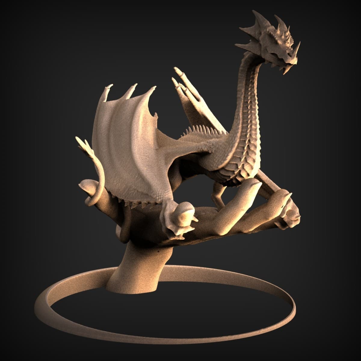Perched Winged Dragon on Branch