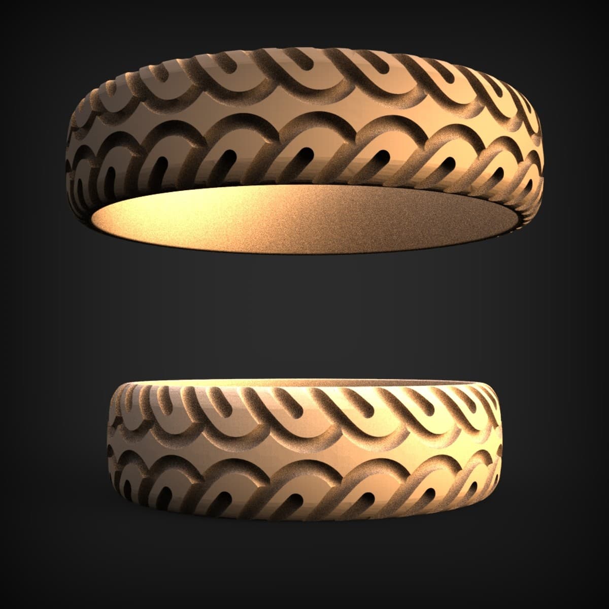 Rolling Wave Pattern Band Ring