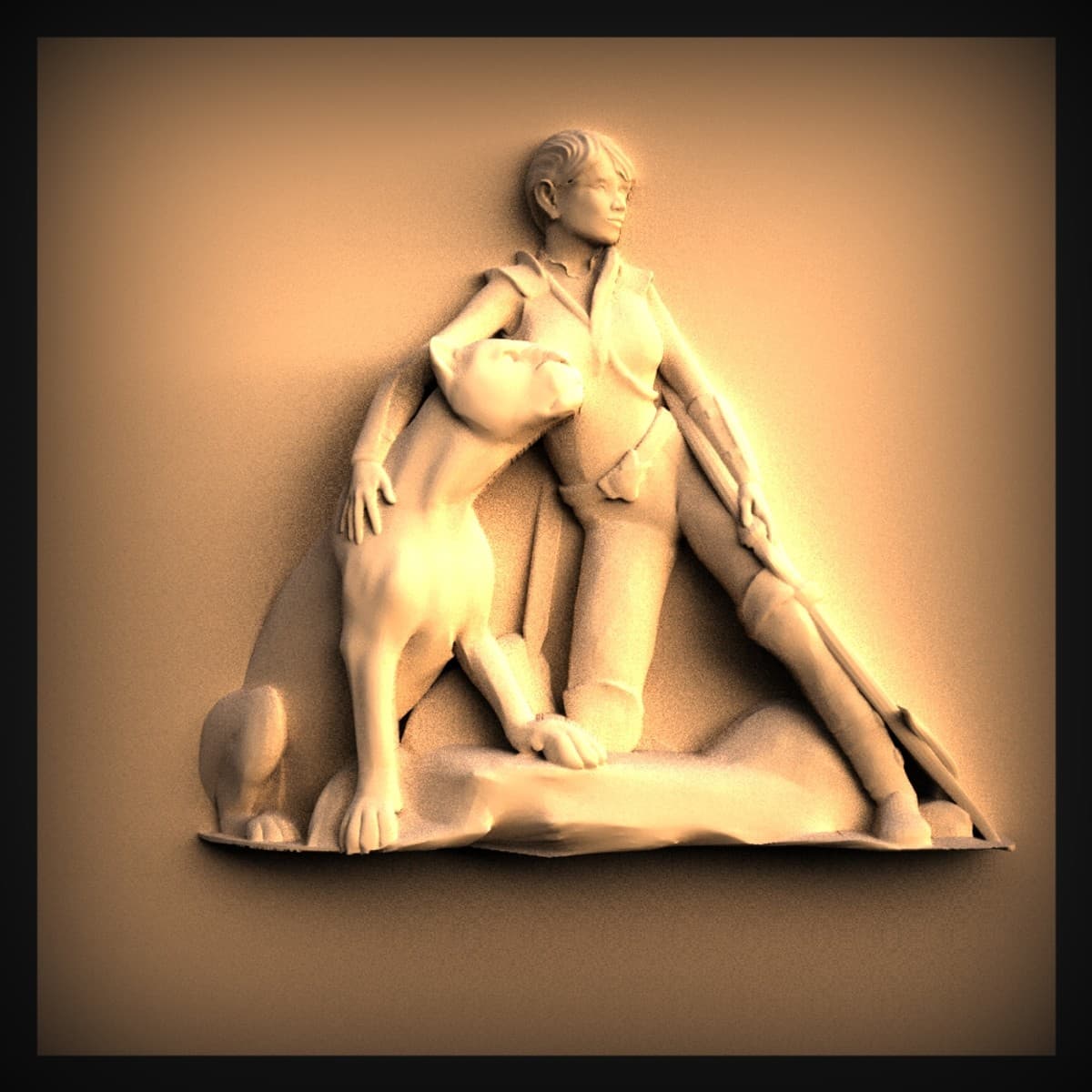 Young Hunter and Gun Dog Plaque