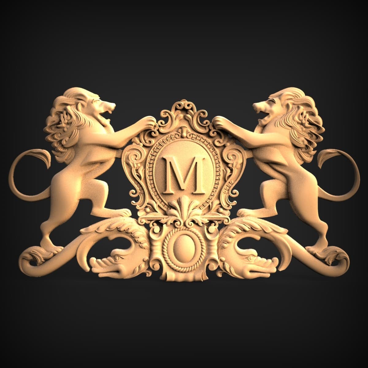 Rampant Lions Heraldic Crest Plaque