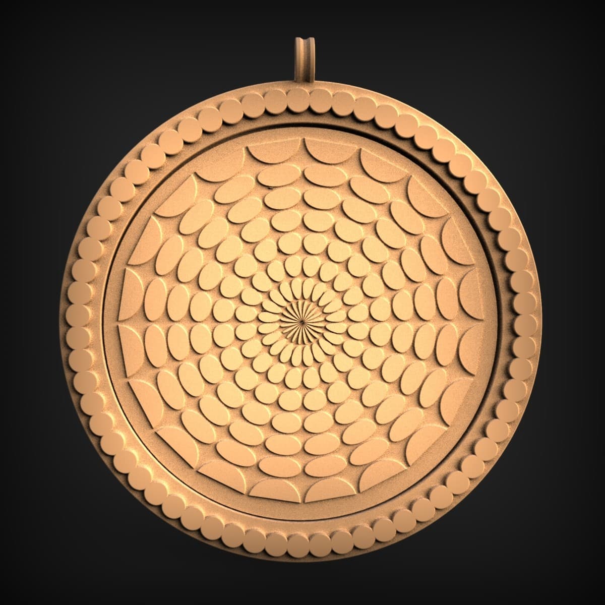 Spiral Rosette Beaded Pendant