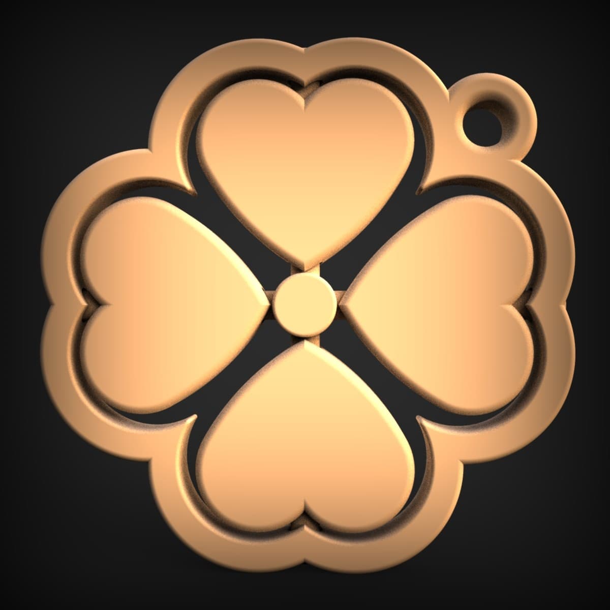 Heart-Petal Four-Leaf Clover Charm