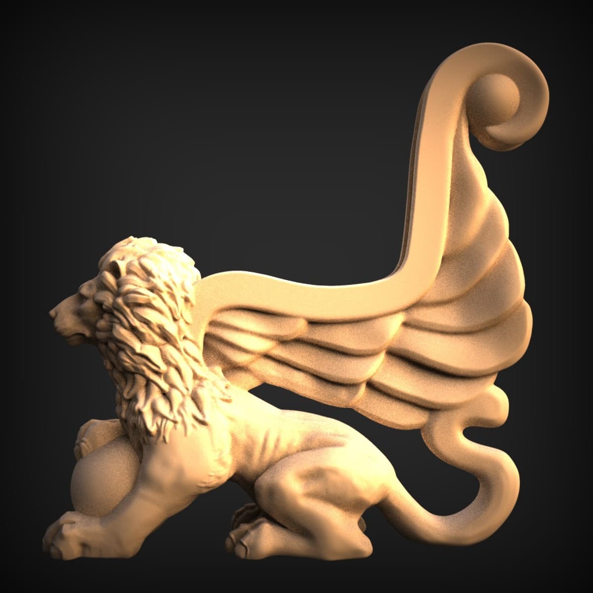 Winged Heraldic Lion Appliqué