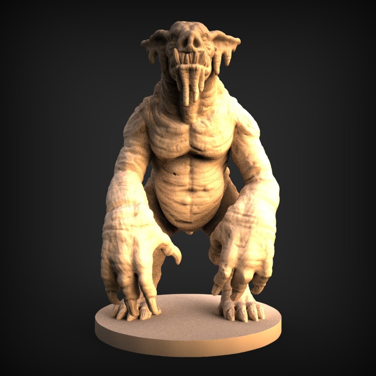 Crouching Fanged Demon Beast