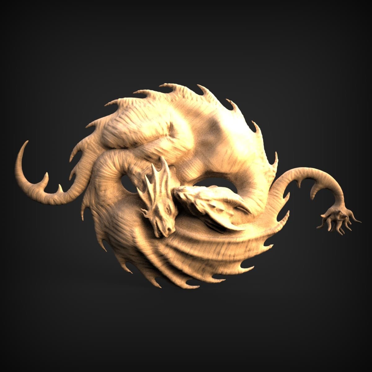 Coiled Dragon Roundel Relief