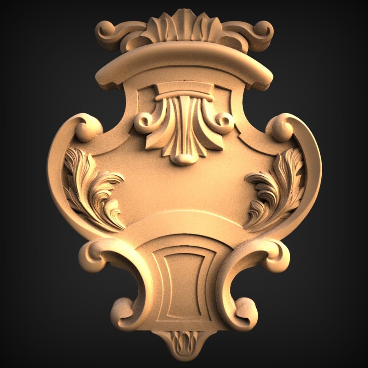Baroque Shell Cartouche Crest