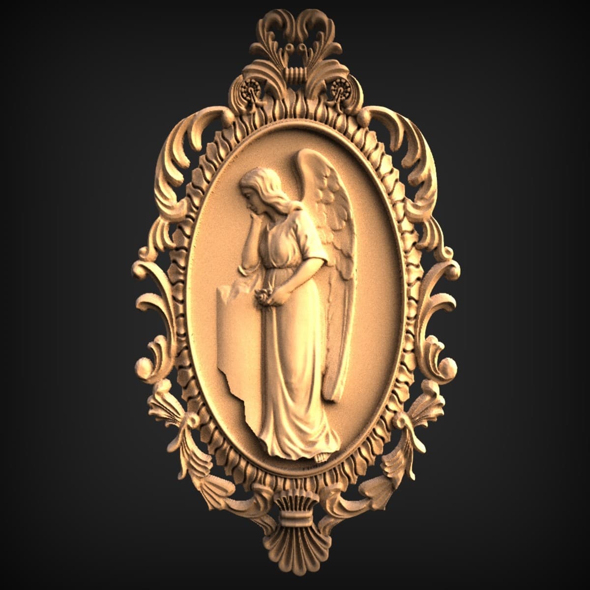 Mourning Angel Oval Relief