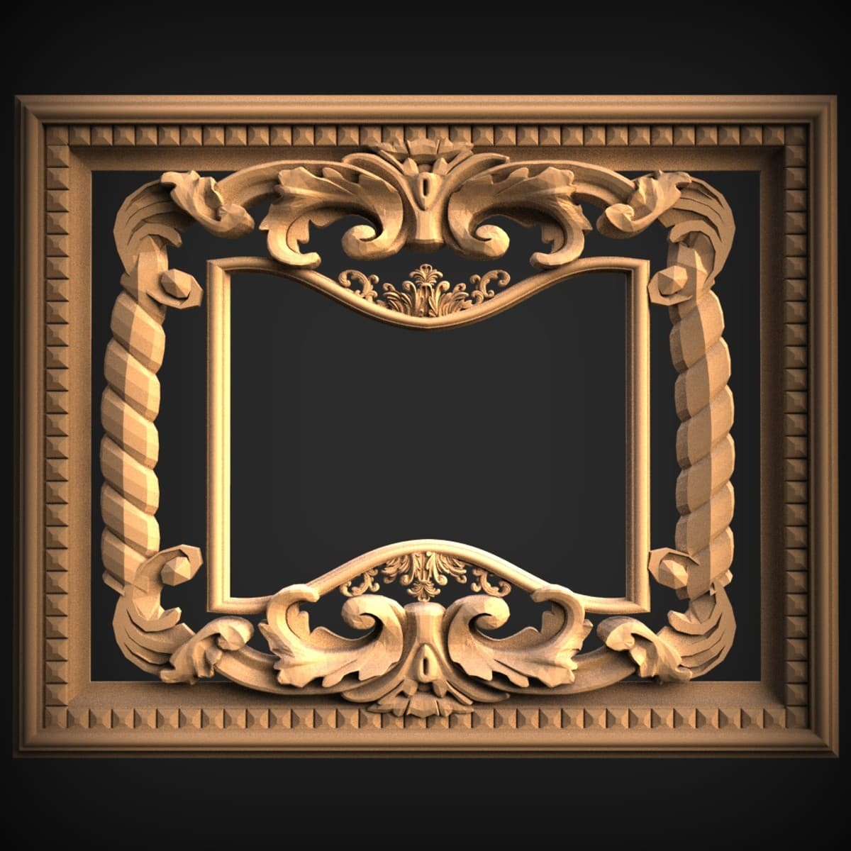 Baroque Rope-Column Frame Relief