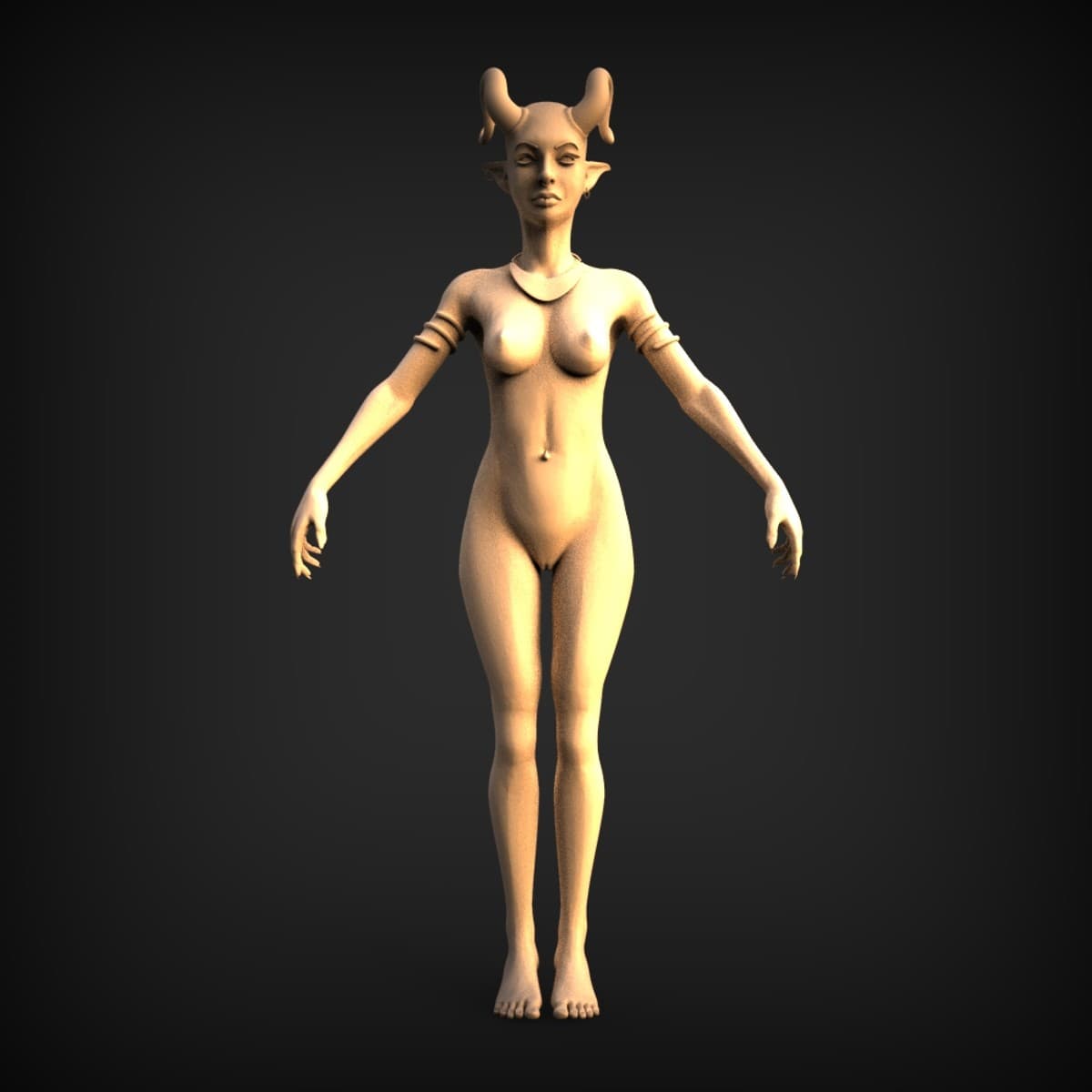 Horned Female Nude Figure