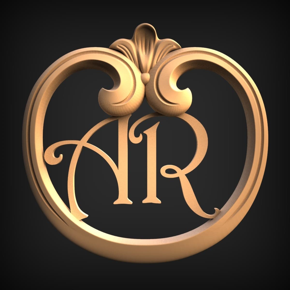 AR Monogram Shell-Crest Plaque