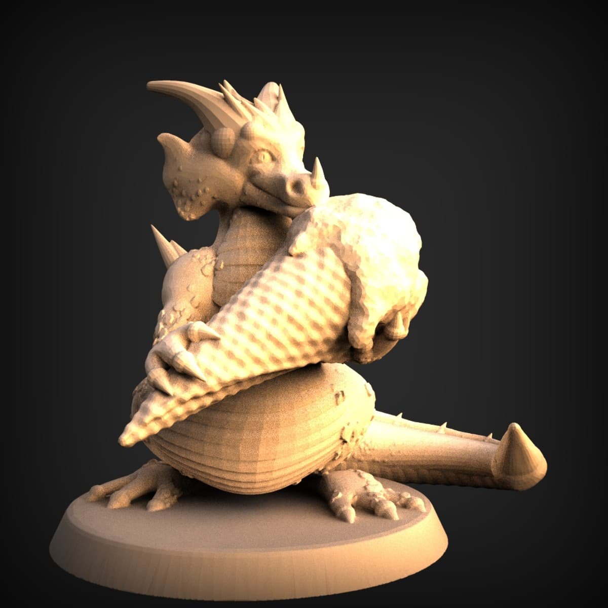 Chubby Dragon Hugging An Ice-Cream Cone