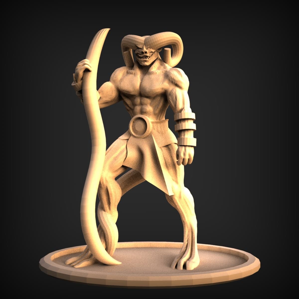 Horned Scythe-Wielding Demon Miniature