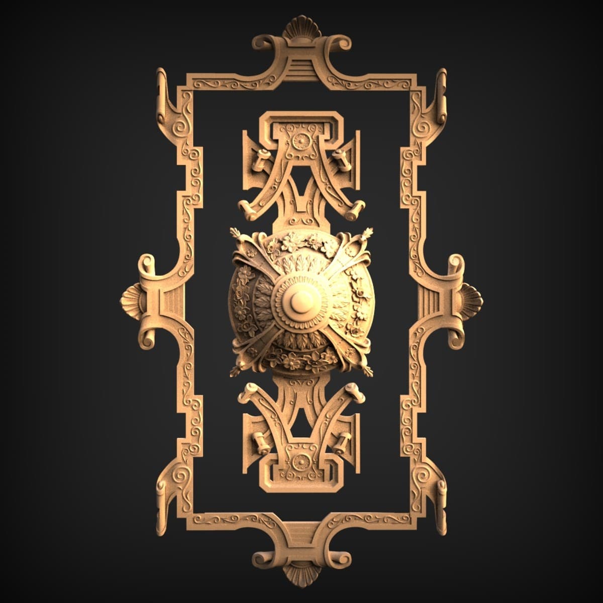 Fan-Rosette Cartouche Wall Panel