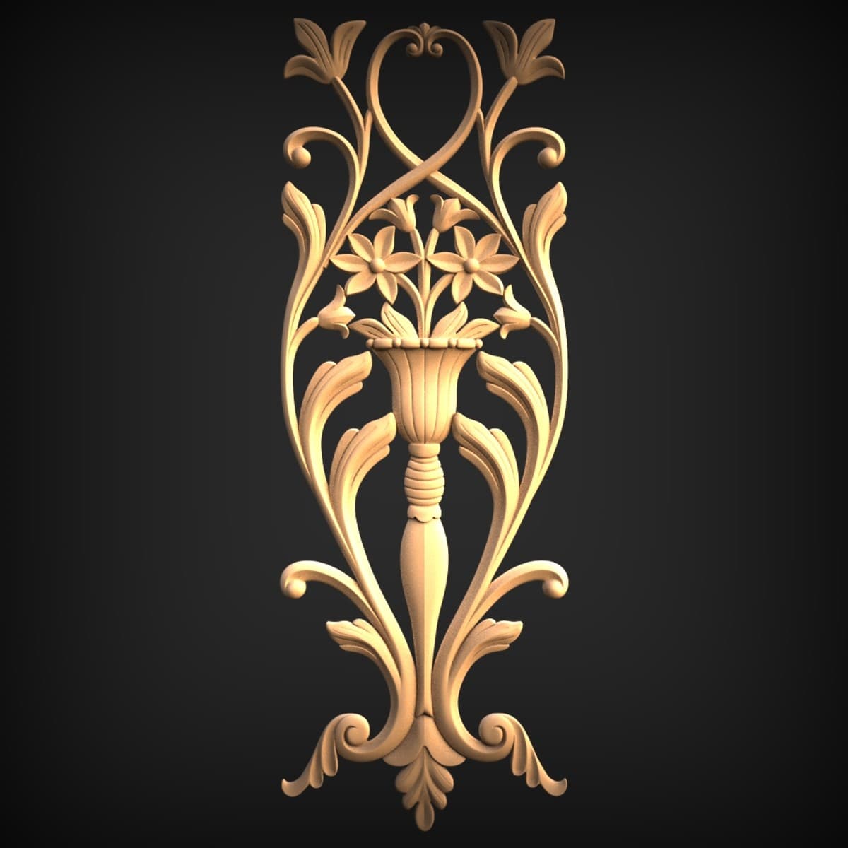 Lily Urn Vertical Relief Panel