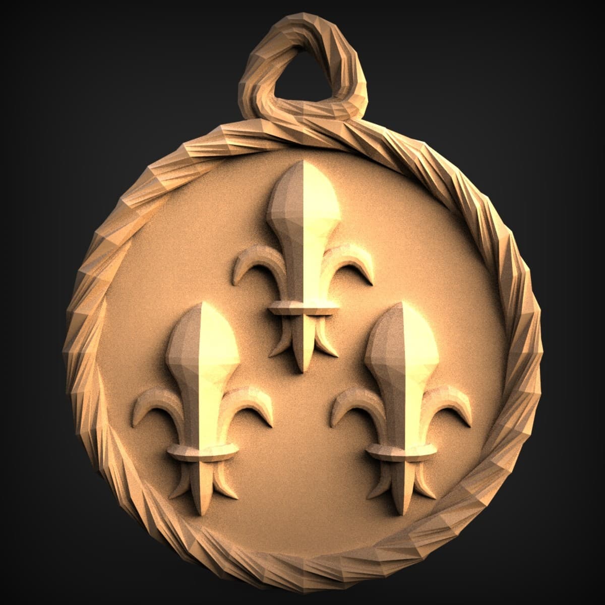 Triple Fleur-de-Lis Rope Medallion Pendant