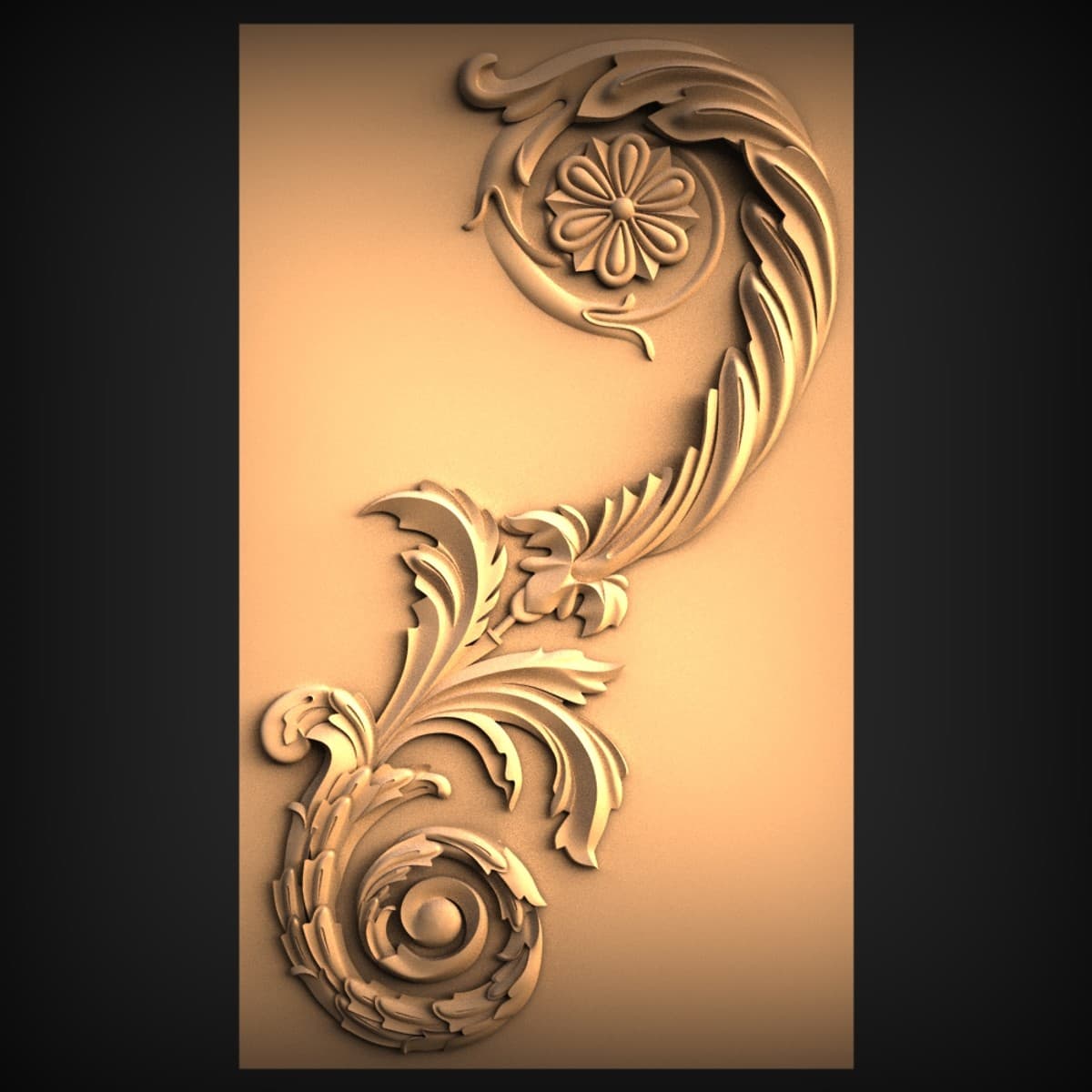 Acanthus Scroll And Rosette Relief Panel