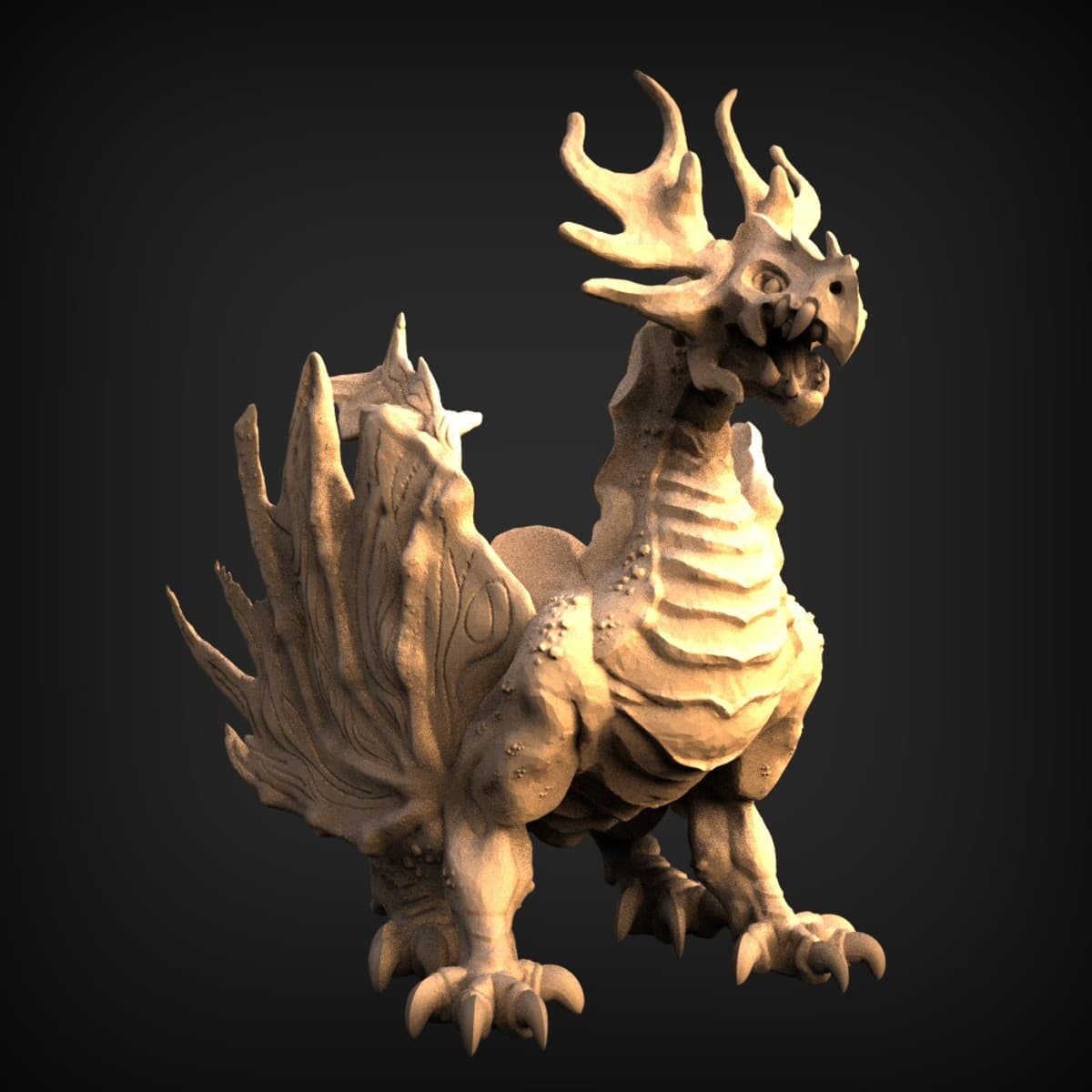 Antlered Roaring Dragon Statue