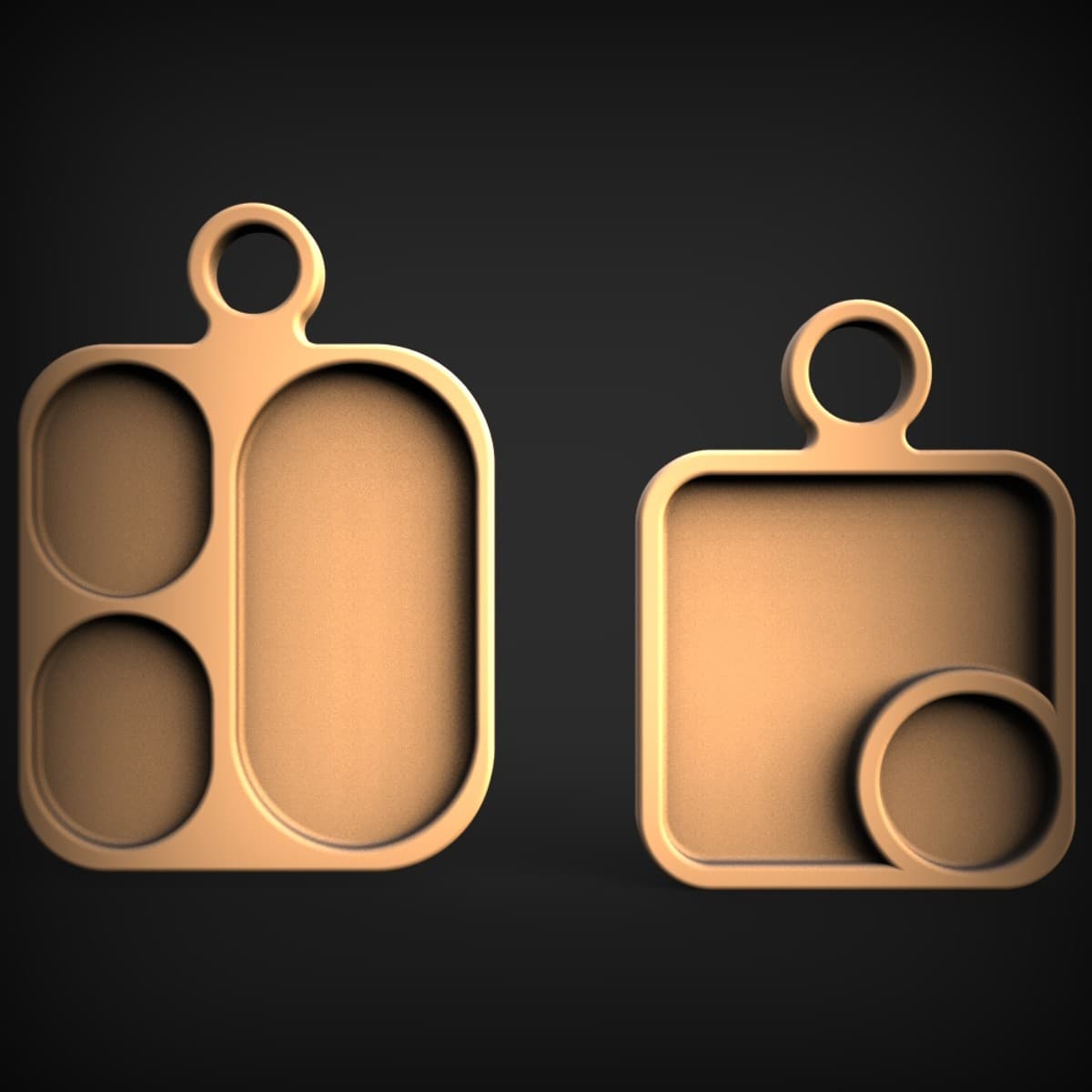 Recessed Bezel Pendant Blank Pair