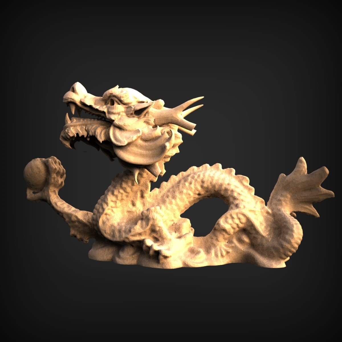 Oriental Dragon Clutching Pearl Relief