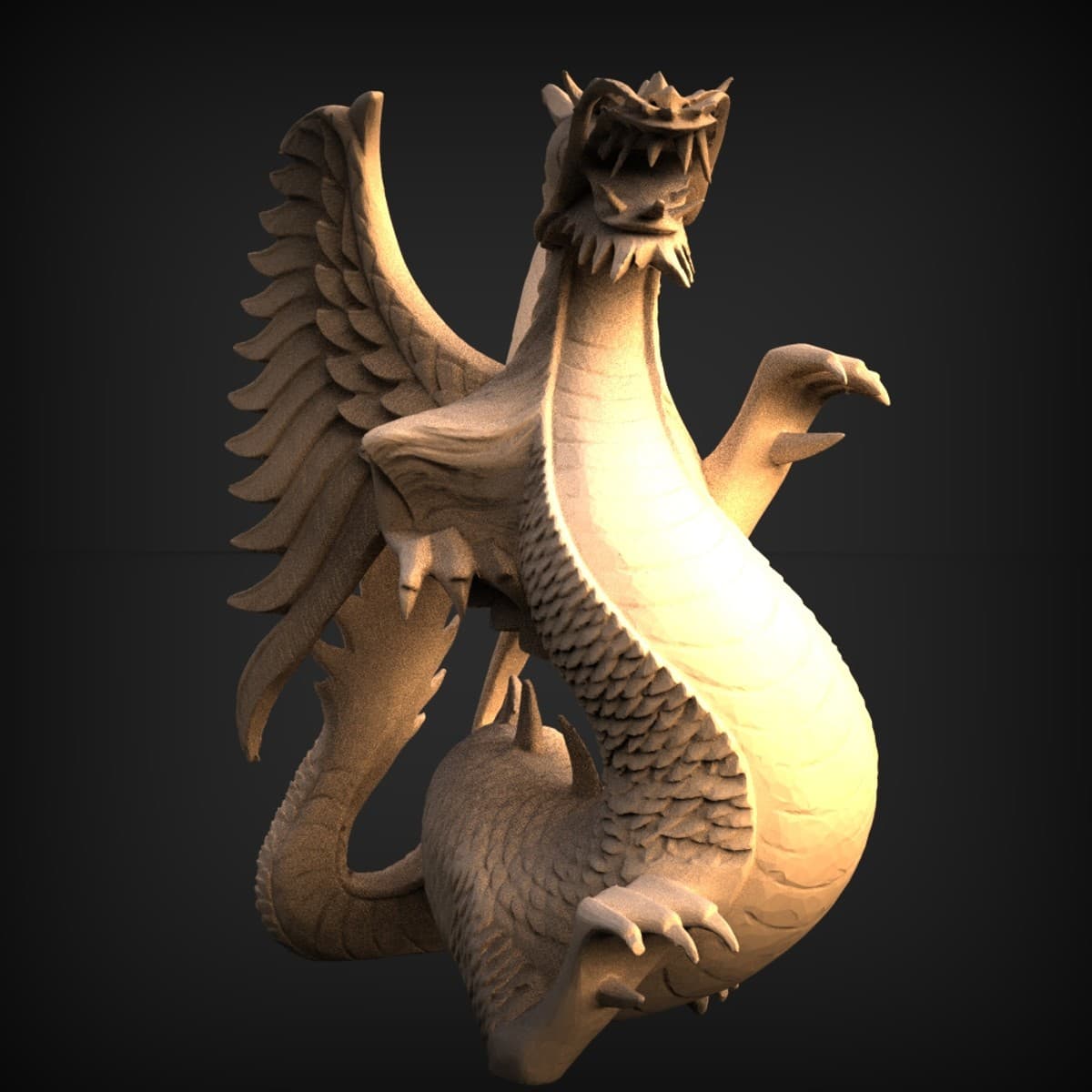 Rearing Winged Dragon Statue