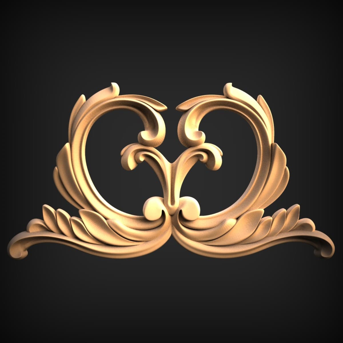 Mirrored Acanthus Crest Ornament