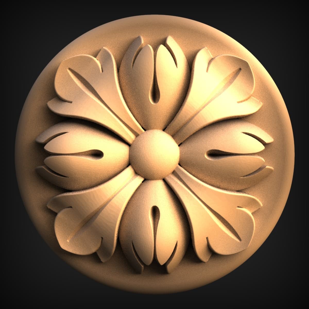 Six-Petal Floral Rosette Appliqué