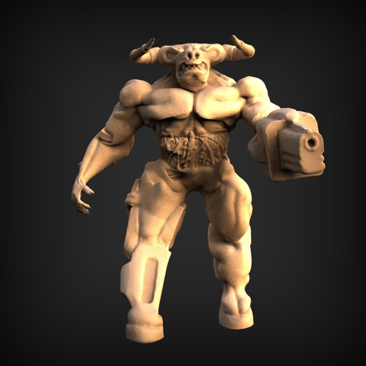 Horned Minotaur Brute With Cannon