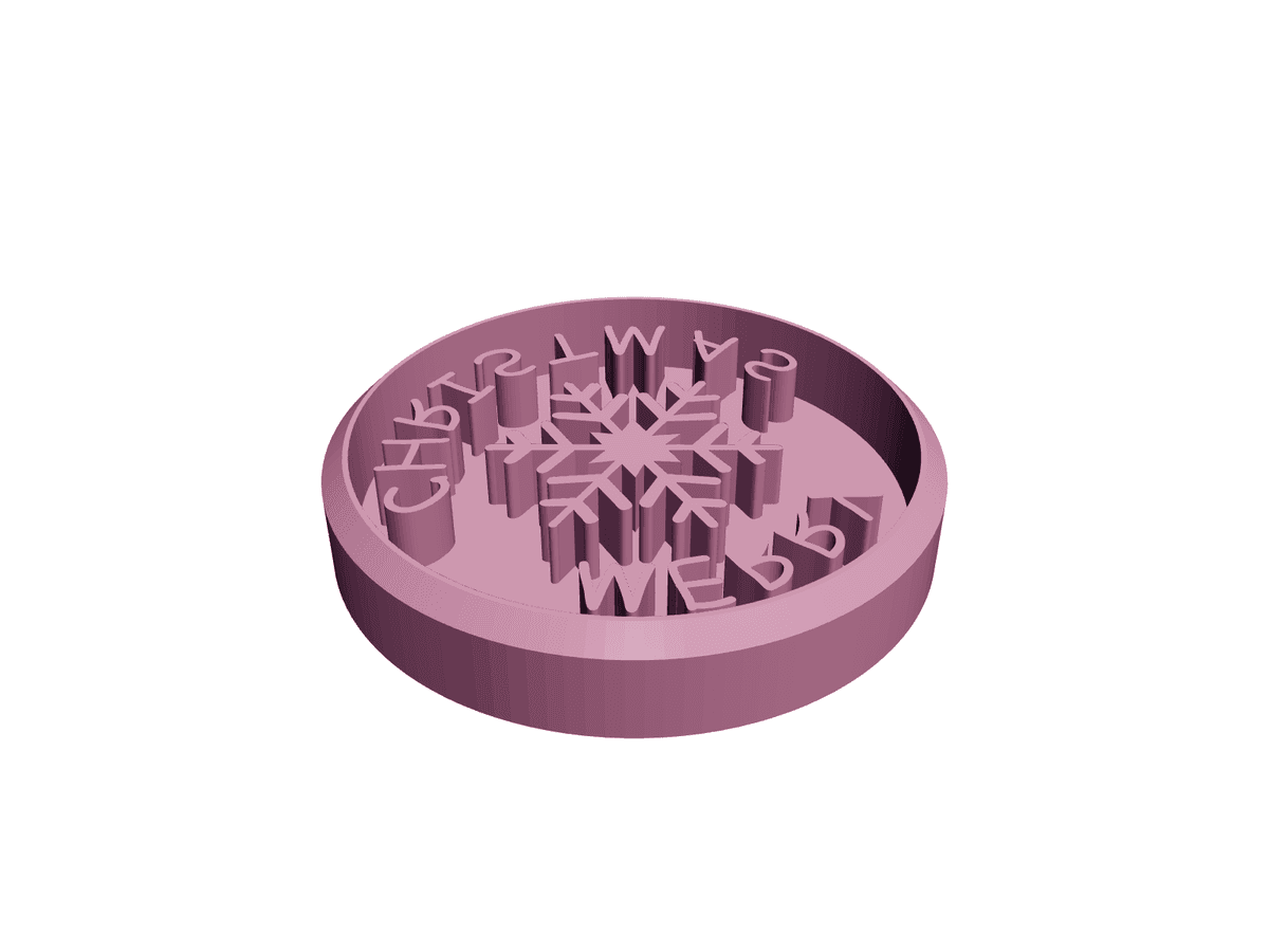 Merry Christmas Stamp W Snowflake 50 Mm